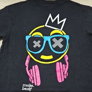 Mens Graphic T-Shirt - Black with Pink and Blue Accents